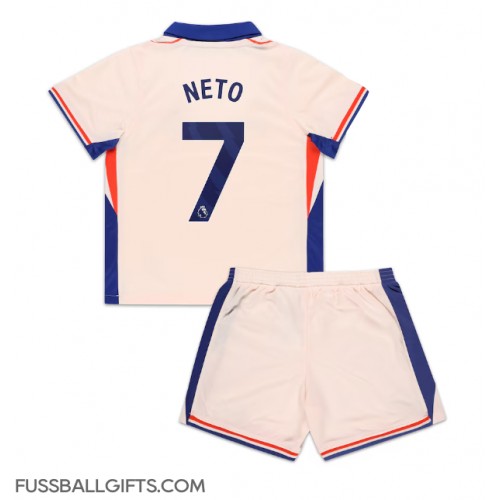 Chelsea Pedro Neto #7 Fußballbekleidung Auswärtstrikot Kinder 2024-25 Kurzarm (+ kurze hosen)